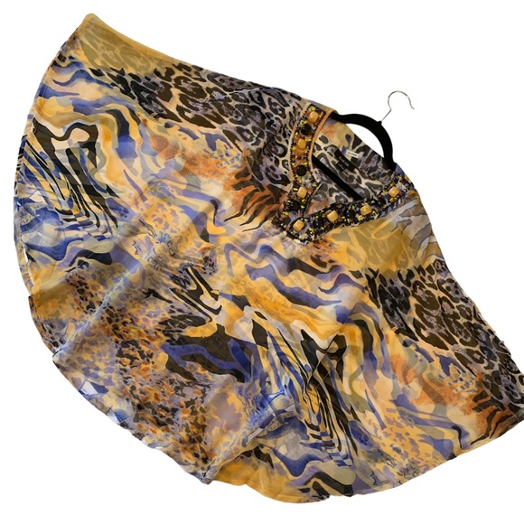 Kaktus Beaded Sheer Poncho Blouse Size Medium - Picture 16 of 16